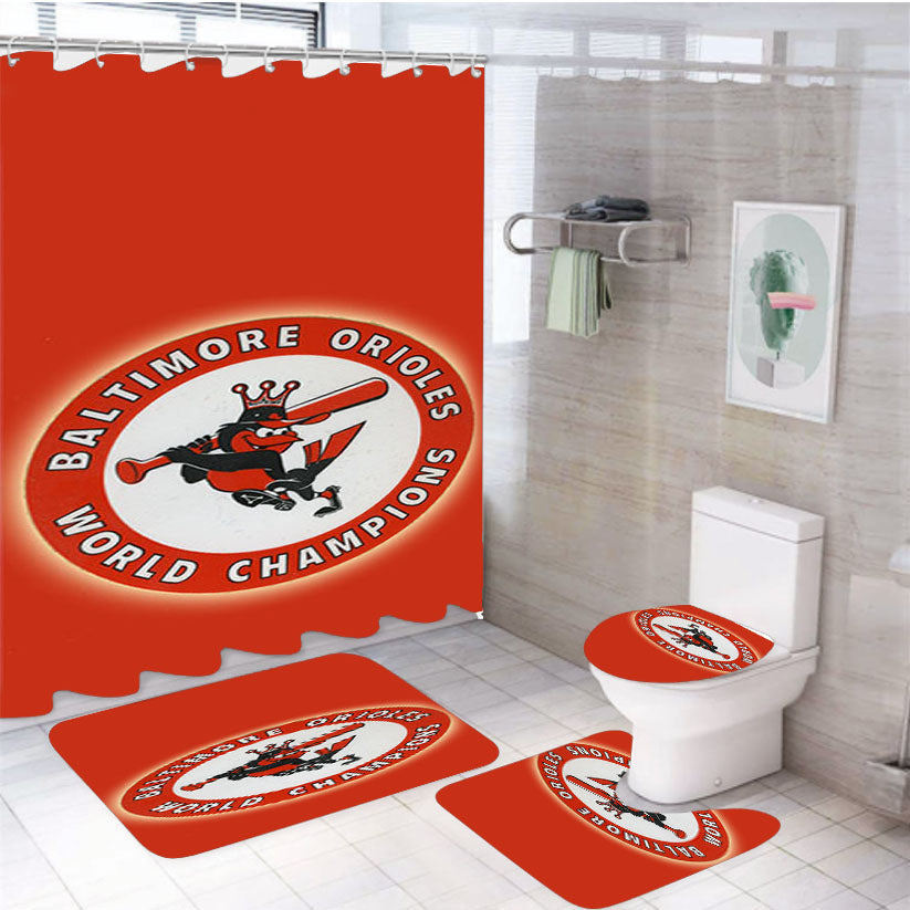 Champion Orioles 4Pcs Bathroom Set Shower Curtain