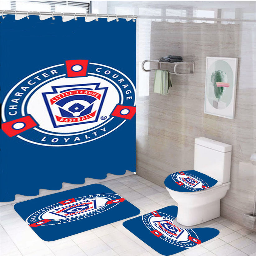 Character Corage Loyalty Baseball Logo Blue 4Pcs Bathroom Set Shower Curtain