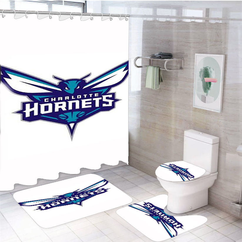 Charlotte Hornets 4Pcs Bathroom Set Shower Curtain