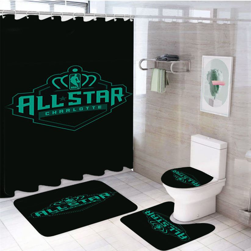 Charlotte Hornets All Star 4Pcs Bathroom Set Shower Curtain