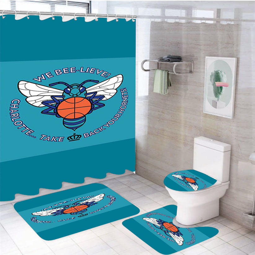 Charlotte Hornets Bee Lieve 4Pcs Bathroom Set Shower Curtain