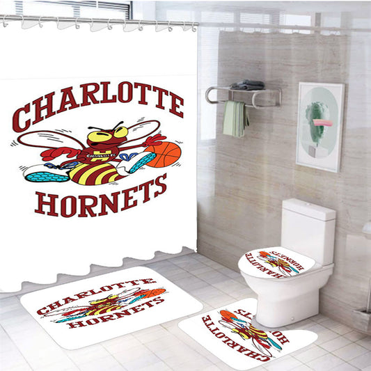 Charlotte Hornets Dwm 4Pcs Bathroom Set Shower Curtain