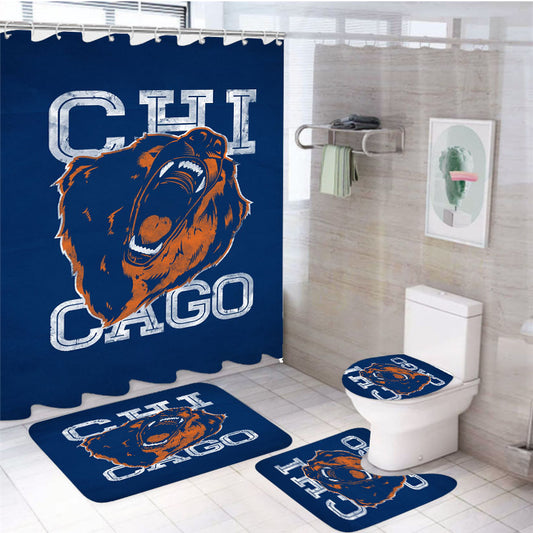 Chicago Anger 4Pcs Bathroom Set Shower Curtain