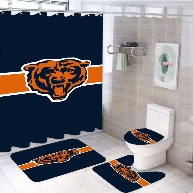 Chicago Bear 4Pcs Bathroom Set Shower Curtain