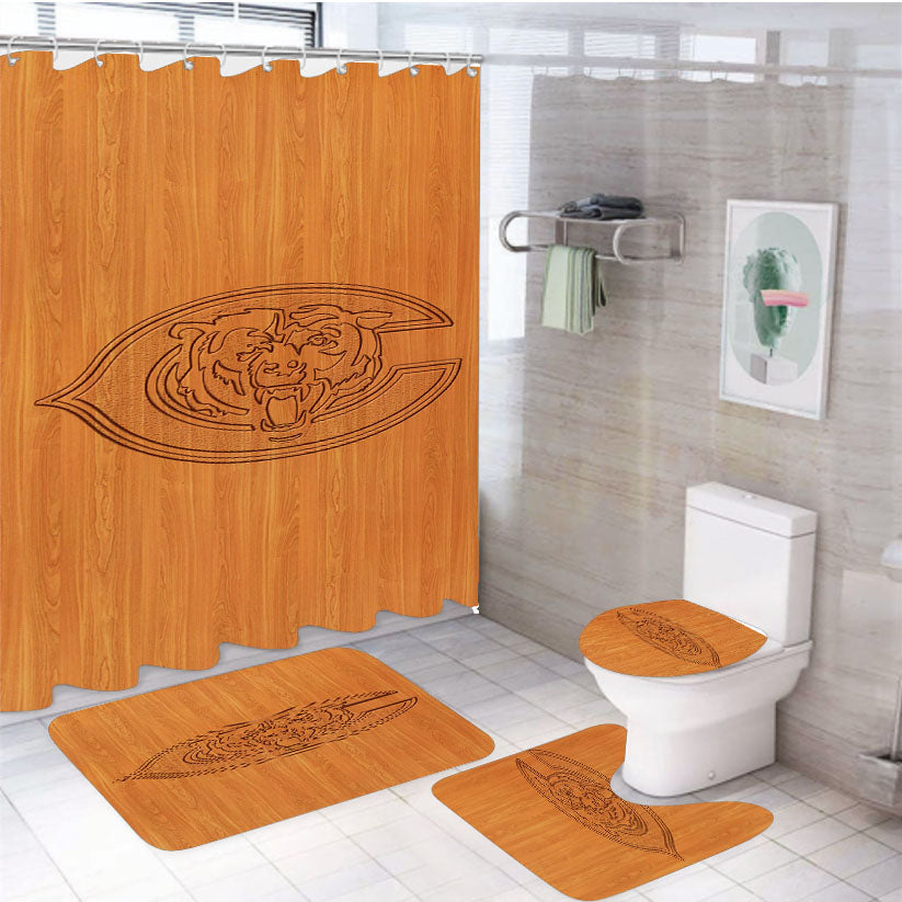 Chicago Bears 4Pcs Bathroom Set Shower Curtain