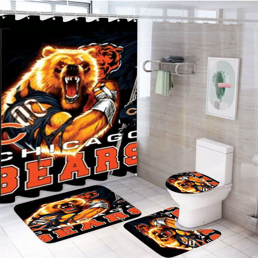 Chicago Bears Grrr 4Pcs Bathroom Set Shower Curtain