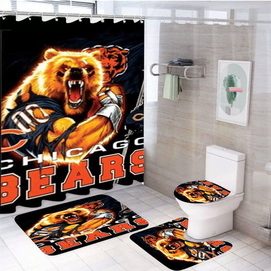 Chicago Bears Grrr 4Pcs Bathroom Set Shower Curtain