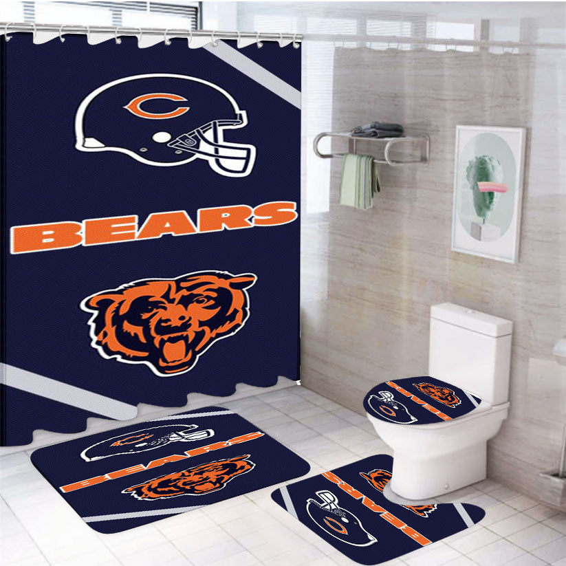 Chicago Bears Logo 4Pcs Bathroom Set Shower Curtain
