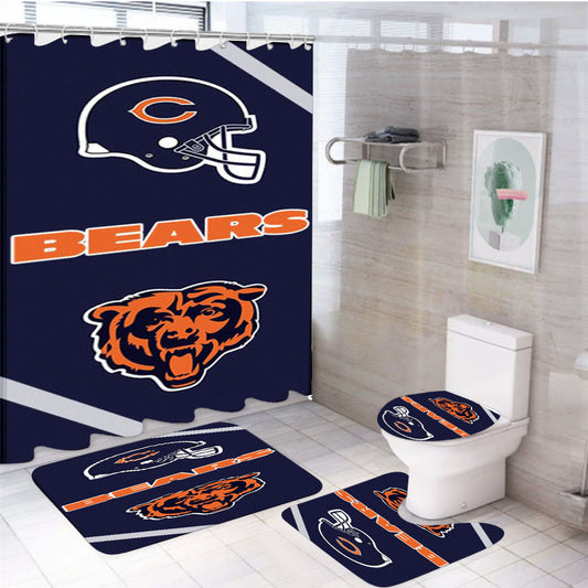 Chicago Bears Logo 4Pcs Bathroom Set Shower Curtain