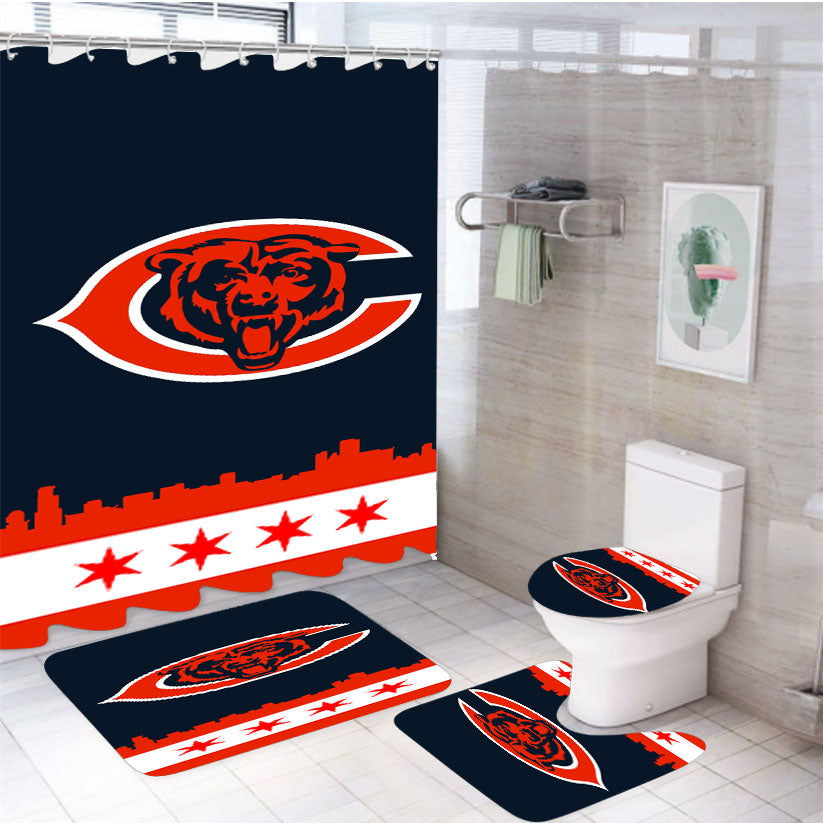 Chicago Bears Town 4Pcs Bathroom Set Shower Curtain