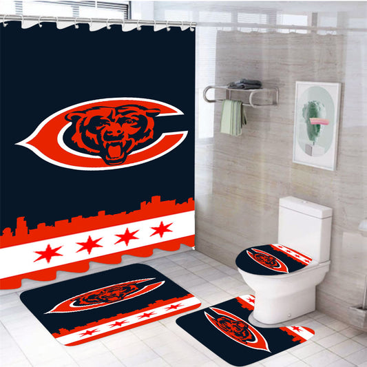 Chicago Bears Town 4Pcs Bathroom Set Shower Curtain