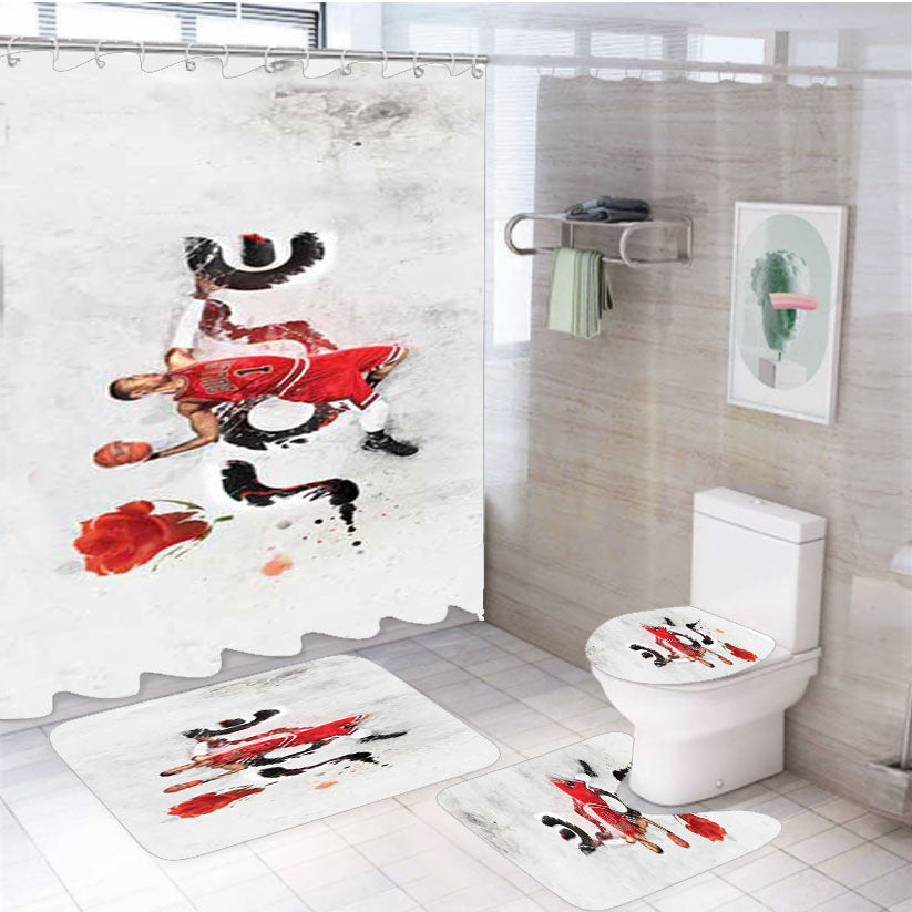 Chicago Bulls Derrick Rose 4Pcs Bathroom Set Shower Curtain