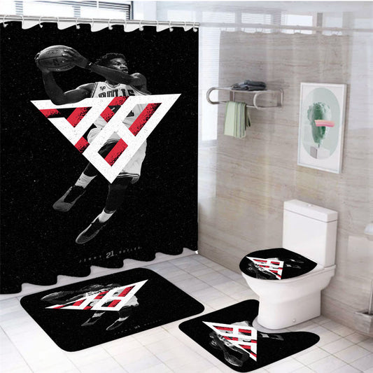 Chicago Bulls Jimmy Butler 4Pcs Bathroom Set Shower Curtain