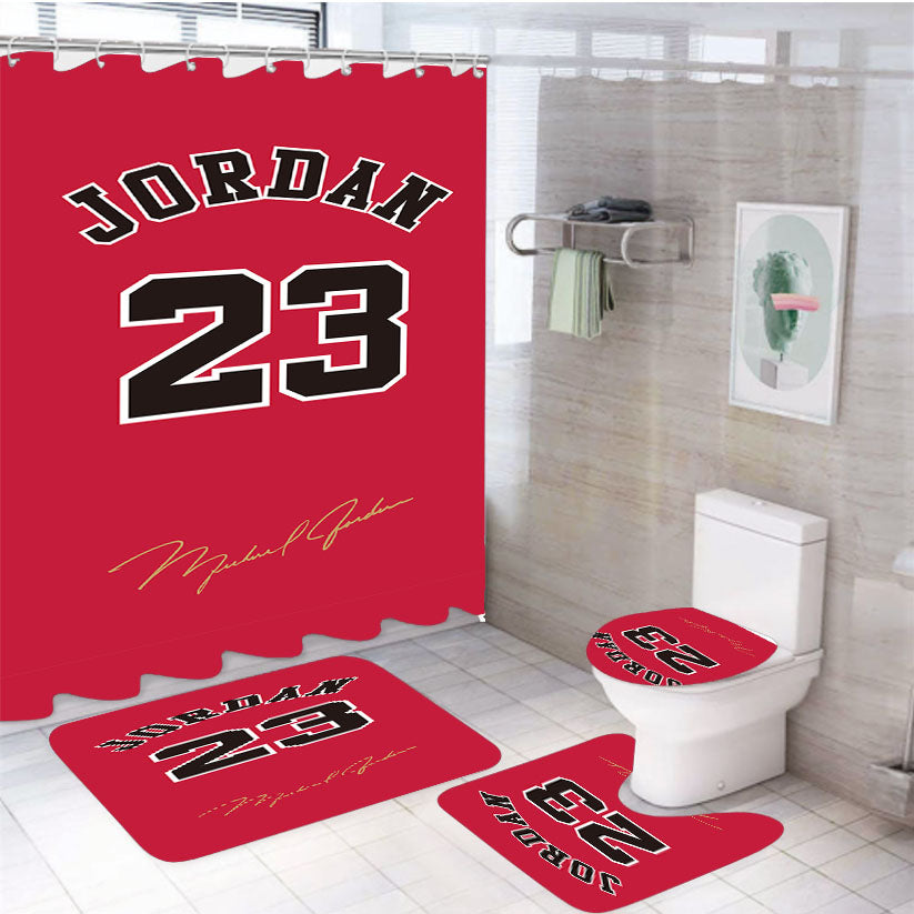 Chicago Bulls Jordan 4Pcs Bathroom Set Shower Curtain