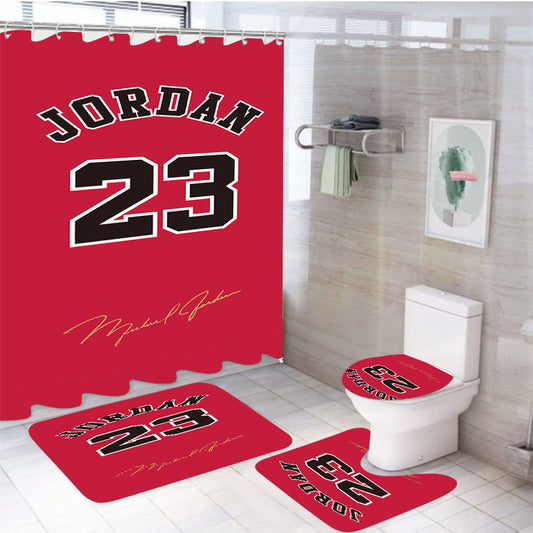 Chicago Bulls Jordan 4Pcs Bathroom Set Shower Curtain