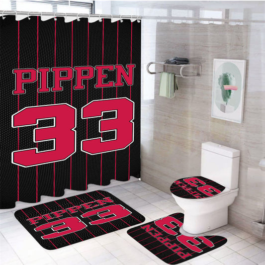 Chicago Bulls Pippen 33 Jersey 4Pcs Bathroom Set Shower Curtain