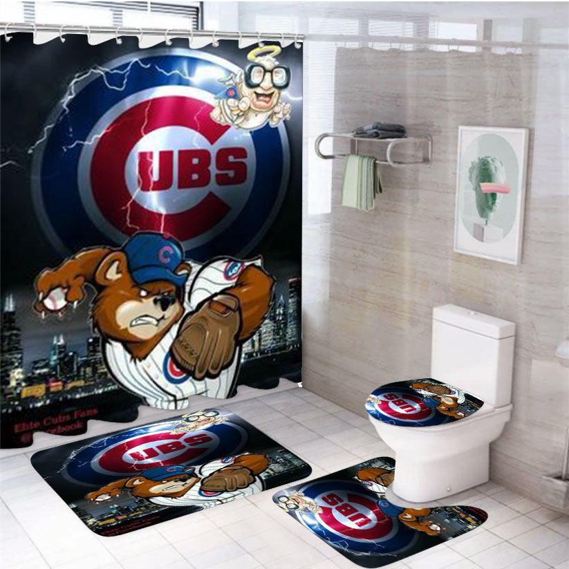 Chicago Cubs 3 4Pcs Bathroom Set Shower Curtain
