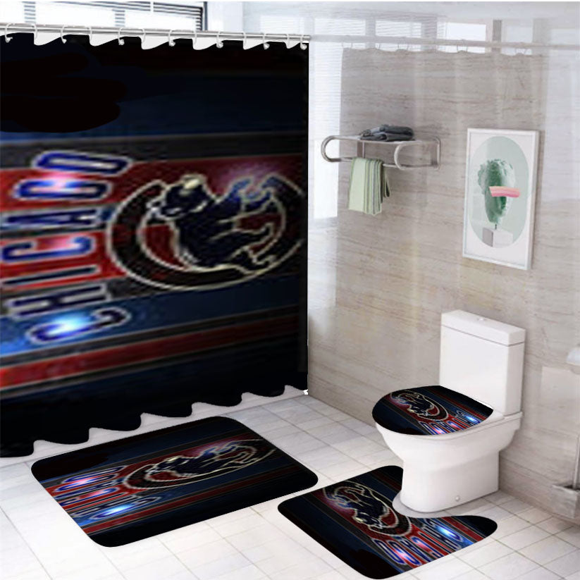 Chicago Cubs 5 4Pcs Bathroom Set Shower Curtain