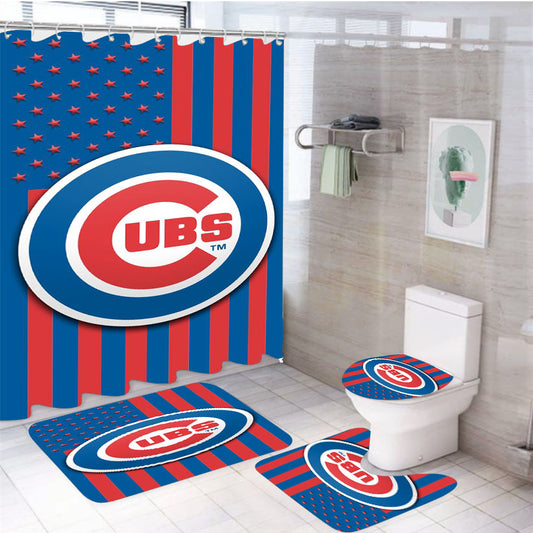 Chicago Cubs America Forever 4Pcs Bathroom Set Shower Curtain