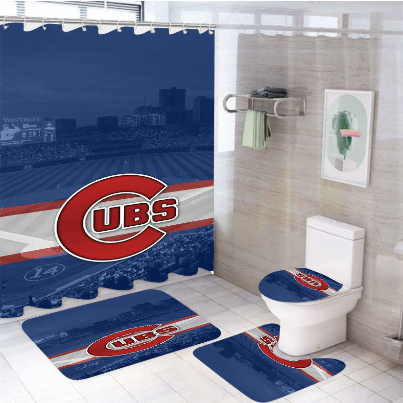 Chicago Cubs Atmosphere 4Pcs Bathroom Set Shower Curtain