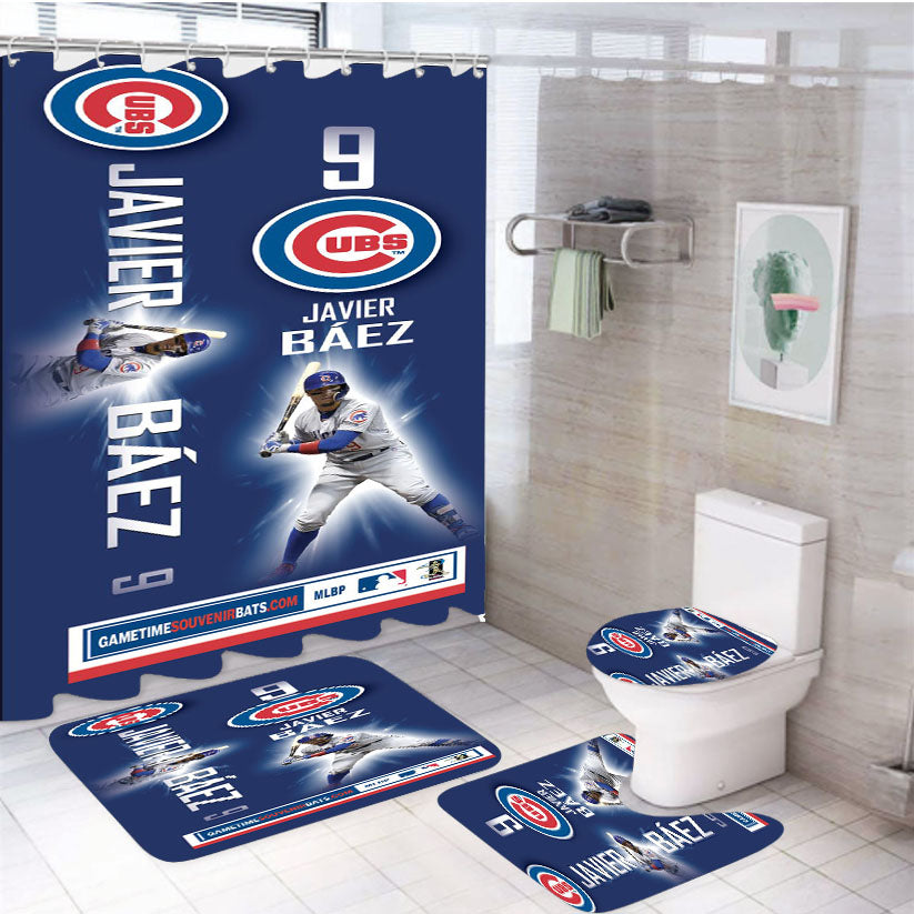 Chicago Cubs Baseball Vintage 4Pcs Bathroom Set Shower Curtain