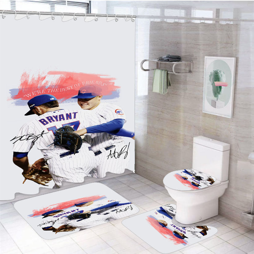 Chicago Cubs Bryant And Rizzo 4Pcs Bathroom Set Shower Curtain