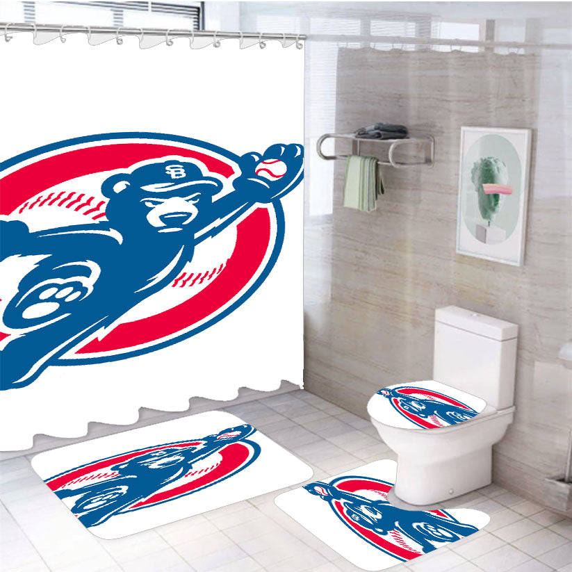 Chicago Cubs Catch The Ball 4Pcs Bathroom Set Shower Curtain