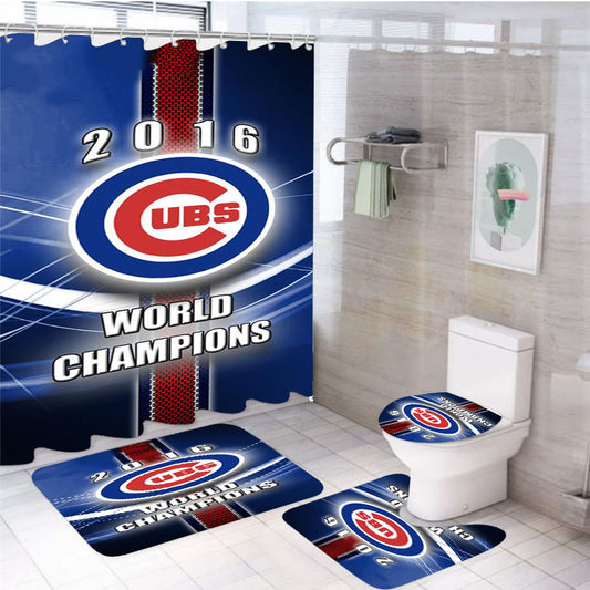 Chicago Cubs Champions 4Pcs Bathroom Set Shower Curtain