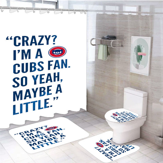 Chicago Cubs Fan Quotes 4Pcs Bathroom Set Shower Curtain