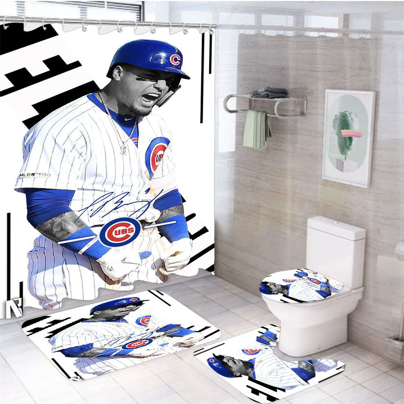 Chicago Cubs Heroes 4Pcs Bathroom Set Shower Curtain