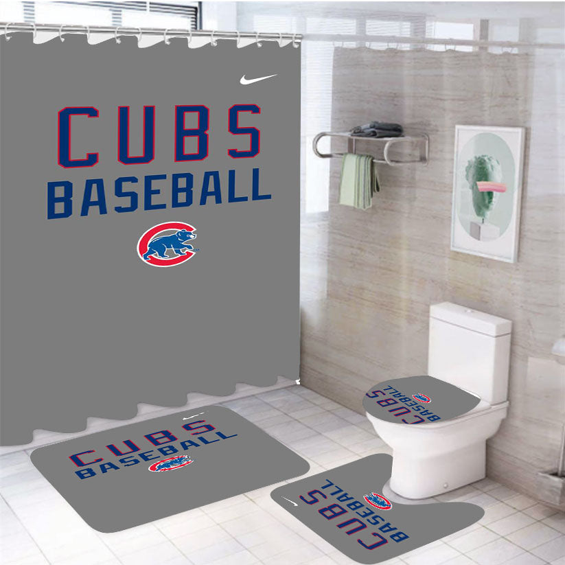 Chicago Cubs In The Grey 4Pcs Bathroom Set Shower Curtain