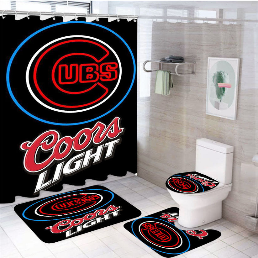 Chicago Cubs Light House 4Pcs Bathroom Set Shower Curtain