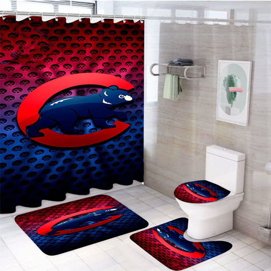 Chicago Cubs New 4Pcs Bathroom Set Shower Curtain