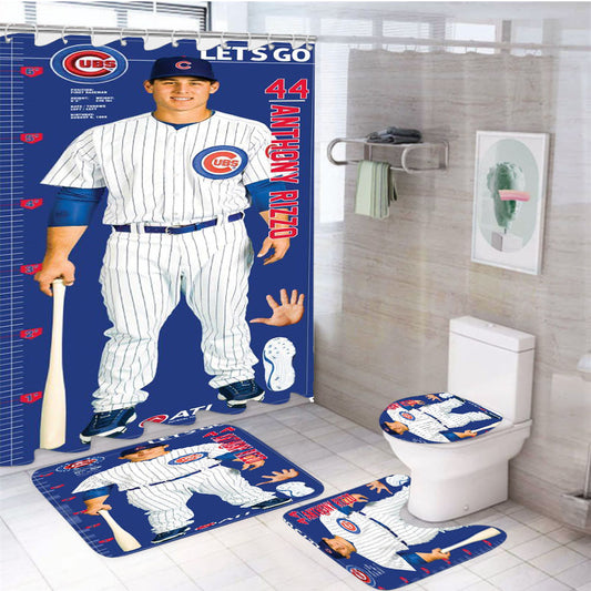 Chicago Cubs Player 4Pcs Bathroom Set Shower Curtain