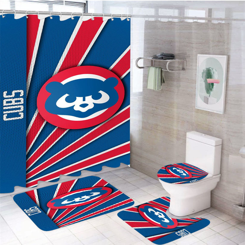 Chicago Cubs Tex 4Pcs Bathroom Set Shower Curtain