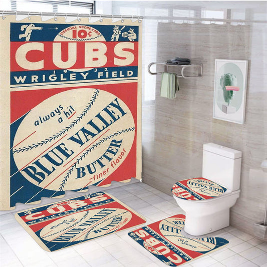 Chicago Cubs V 4Pcs Bathroom Set Shower Curtain
