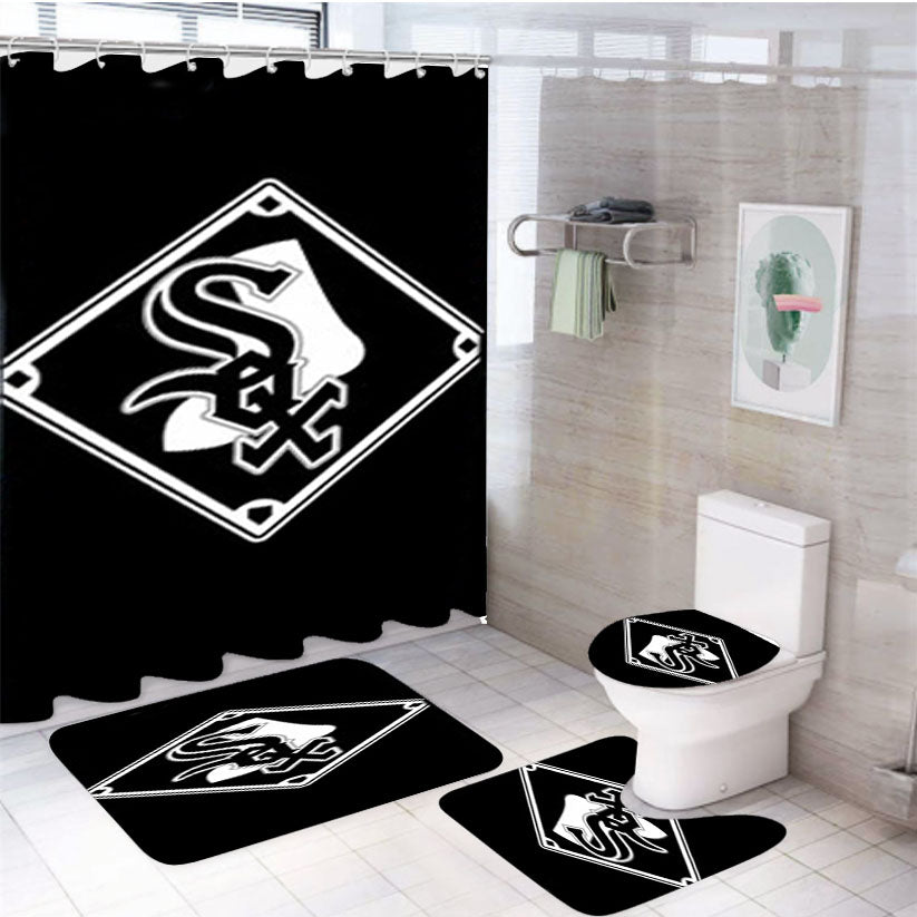 Chicago White Sox 2 4Pcs Bathroom Set Shower Curtain