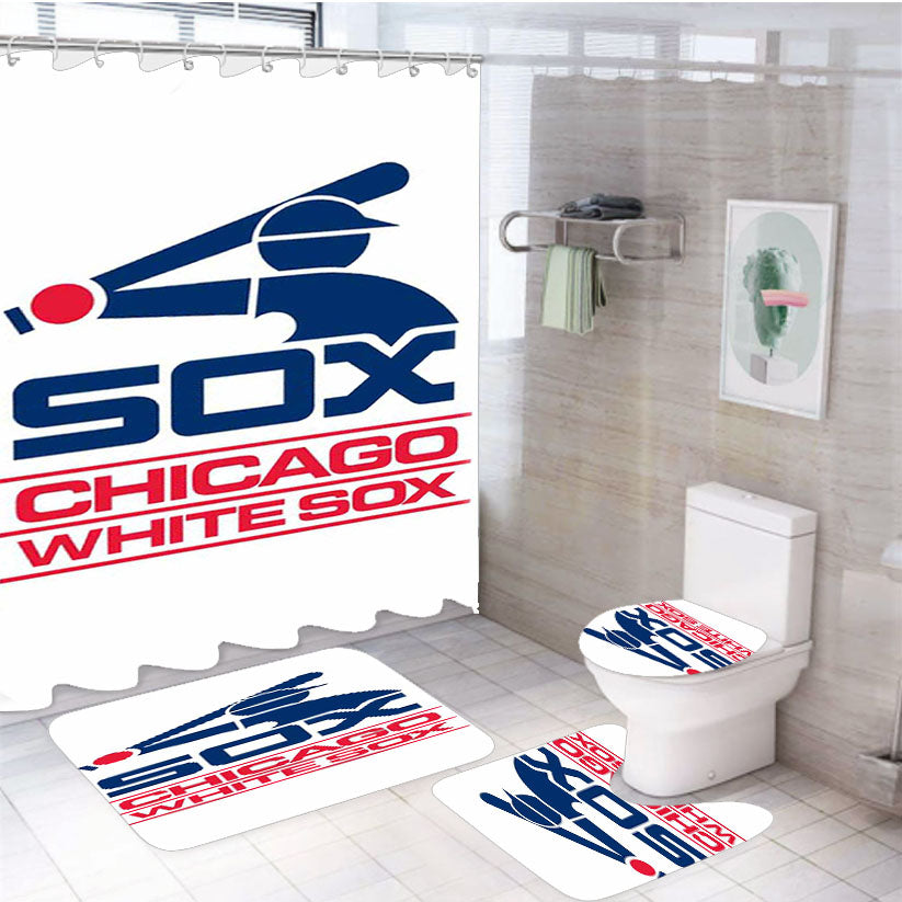 Chicago White Sox 3 4Pcs Bathroom Set Shower Curtain