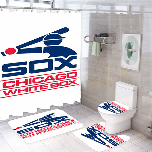 Chicago White Sox 3 4Pcs Bathroom Set Shower Curtain