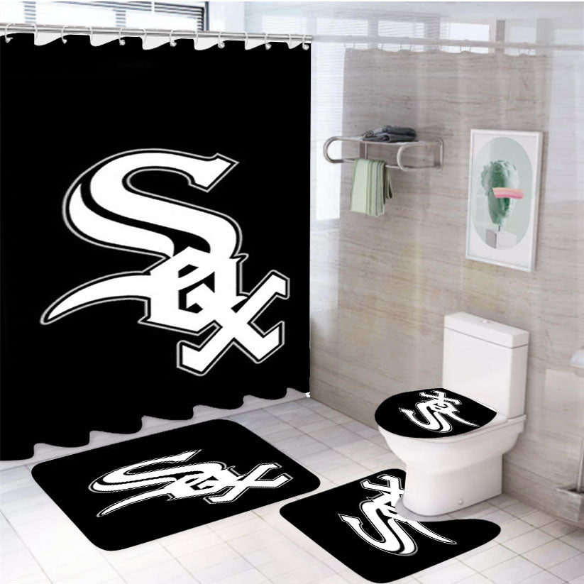 Chicago White Sox Baseball 4Pcs Bathroom Set Shower Curtain