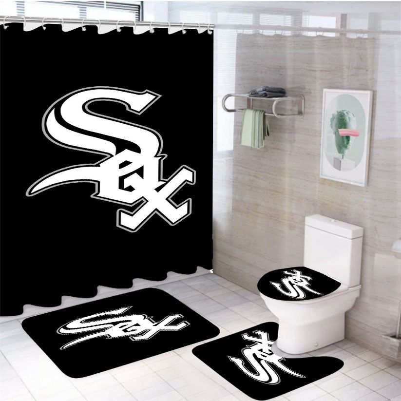 Chicago White Sox Logo 4Pcs Bathroom Set Shower Curtain
