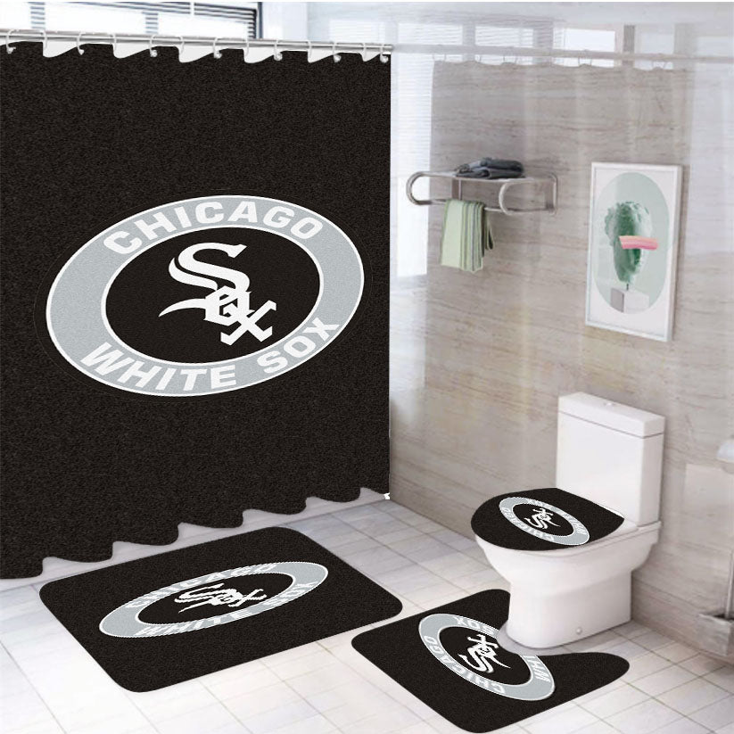 Chicago White Sox Mug 4Pcs Bathroom Set Shower Curtain
