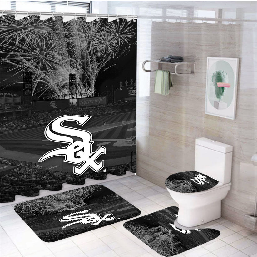 Chicago White Sox Stadium Logo 4Pcs Bathroom Set Shower Curtain