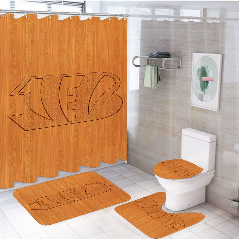 Cincinnati Bengals 4Pcs Bathroom Set Shower Curtain