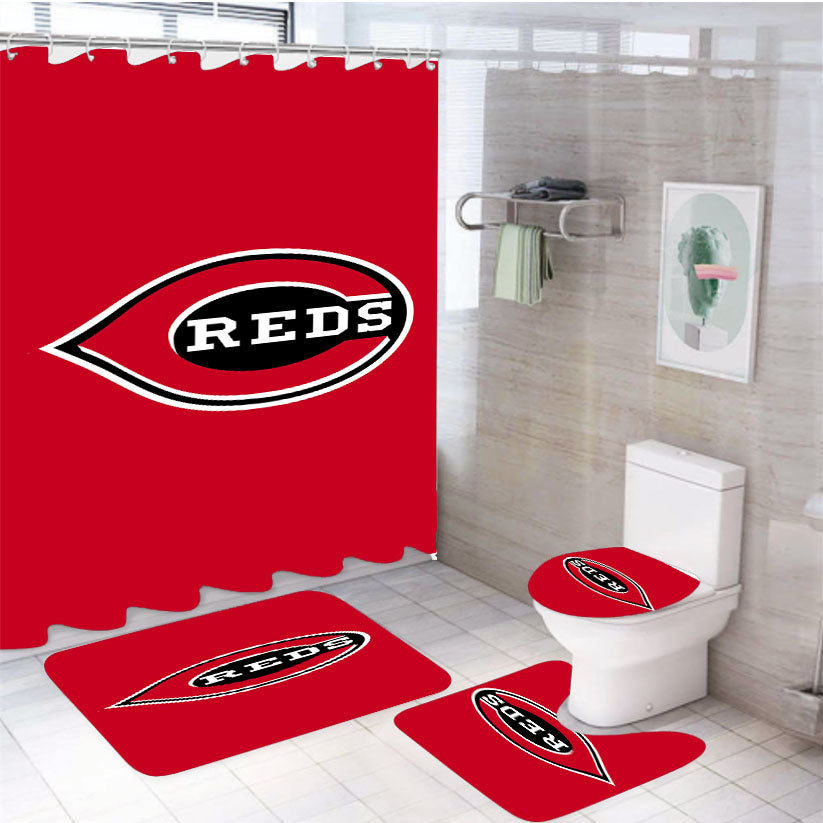 Cincinnati Red Logo 2 4Pcs Bathroom Set Shower Curtain