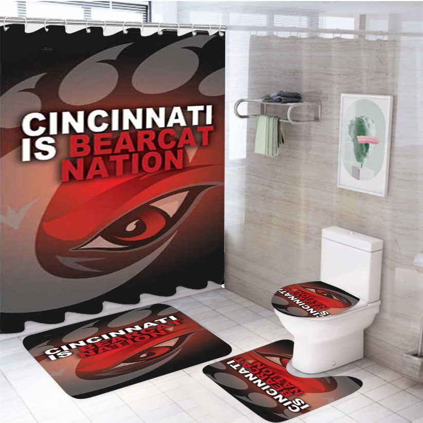 Cinncinnati Bearcats Nation 4Pcs Bathroom Set Shower Curtain