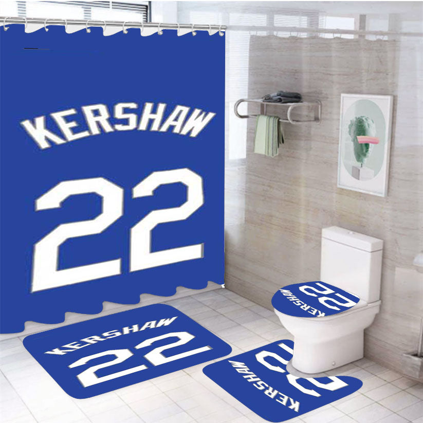 Clayton Kershaw Jersey 4Pcs Bathroom Set Shower Curtain