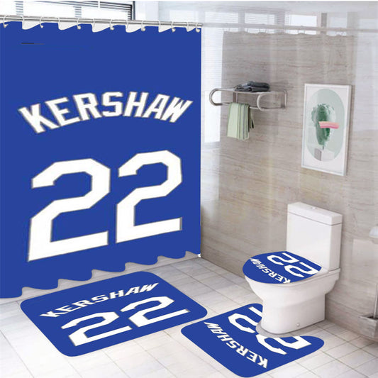 Clayton Kershaw Jersey 4Pcs Bathroom Set Shower Curtain