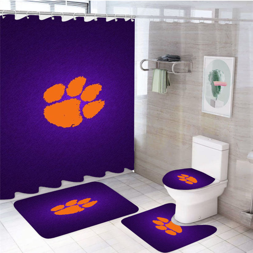 Clemson Tigers 4Pcs Bathroom Set Shower Curtain