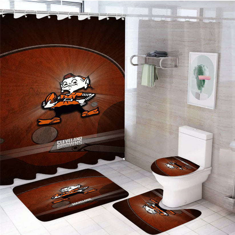 Cleveland Browns  4Pcs Bathroom Set Shower Curtain
